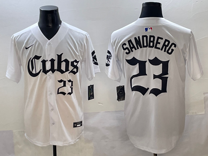 Men's Chicago Cubs Ryne Sandberg #23 White Jersey